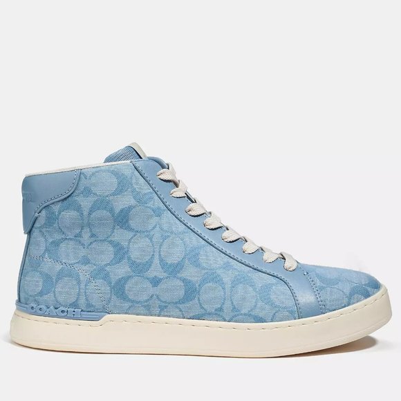 🥰 Coach Clip High Top Sneaker In Signature Chambray - Picture 3 of 12
